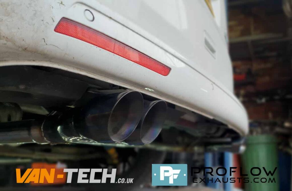 Custom Built Stainless Steel Proflow Exhaust for VW Transporter T5.1 Mid/ Rear with TX082B Dual Twin Tailpipes