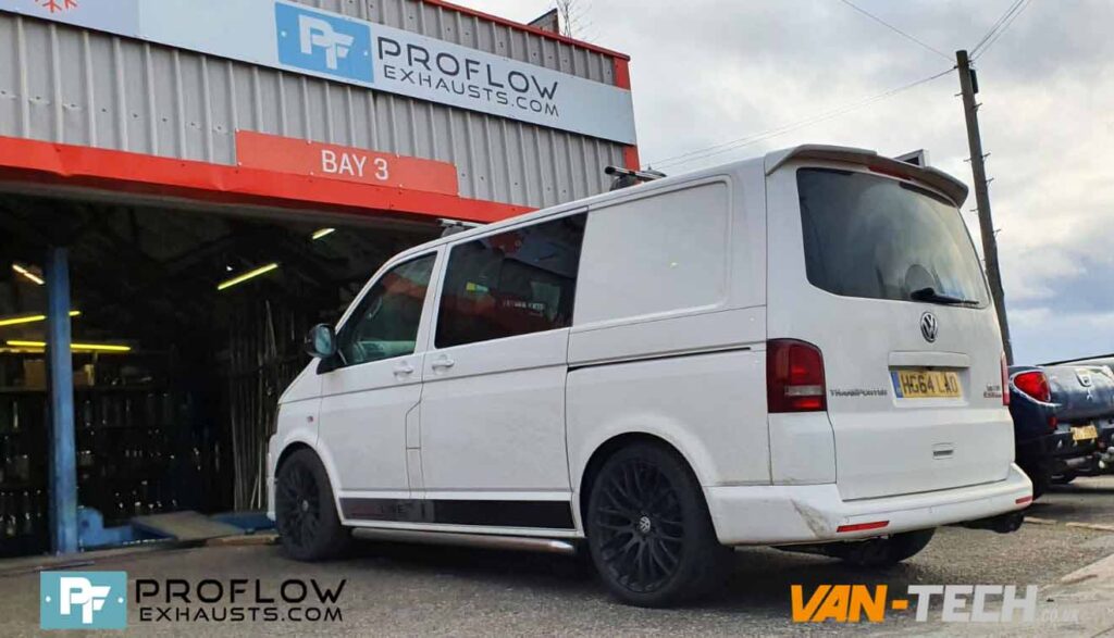 Custom Built Stainless Steel Proflow Exhaust for VW Transporter T5.1 Mid/ Rear with TX082B Dual Twin Tailpipes