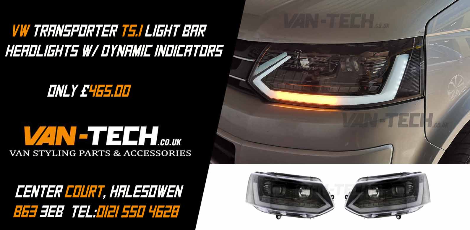 VW Transporter T5.1 Light Bar Headlights Dynamic Indicators