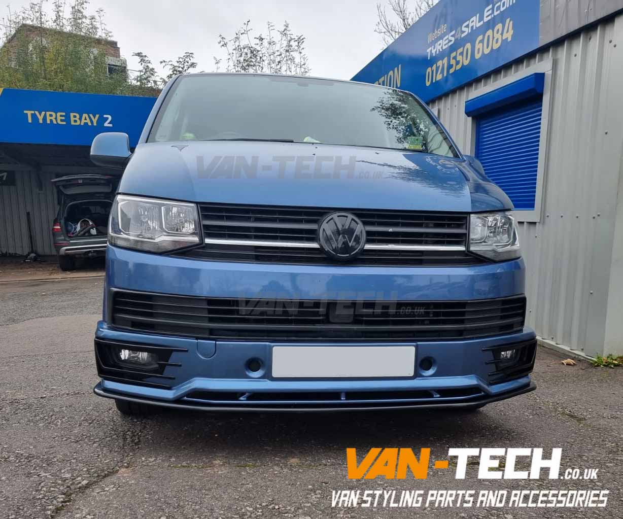 VW Transporter T6 Parts Sportline Bumper, Lower Splitter, Black Sportline Side Bars and Rear Spoiler