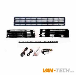 VW Transporter T6 Middle Bumper Inserts Gloss Black Trim and Drl's