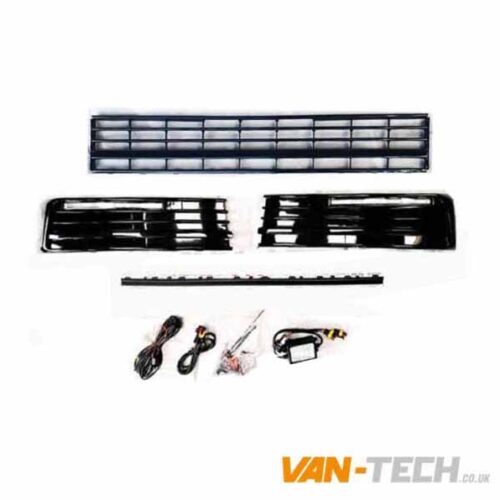 VW Transporter T6 Middle Bumper Inserts Gloss Black Trim and Drl's