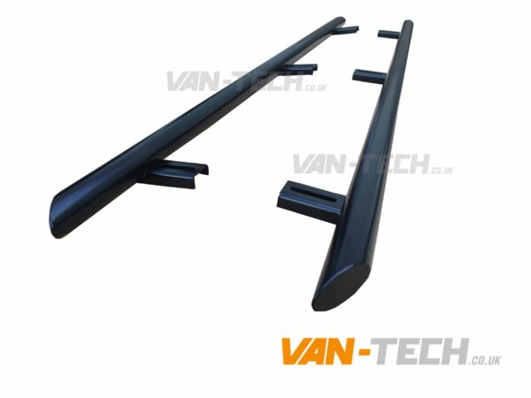 VW Caddy Black Slash End Side Bars Stainless Steel