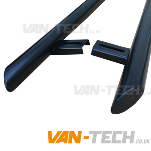 VW Caddy Black Slash End Side Bars Stainless Steel