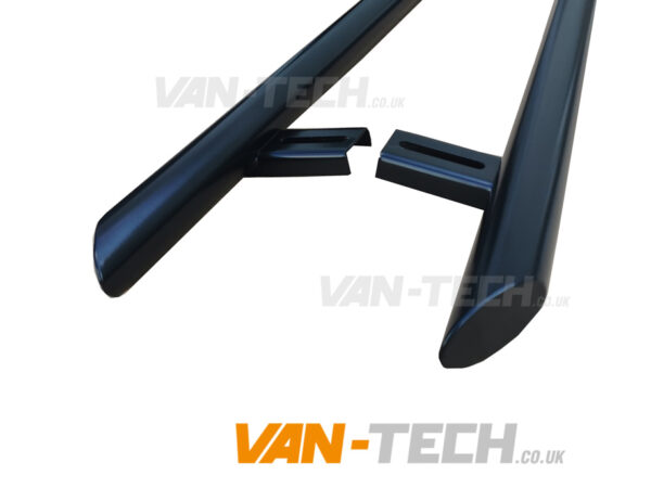 VW Caddy Black Slash End Side Bars Stainless Steel