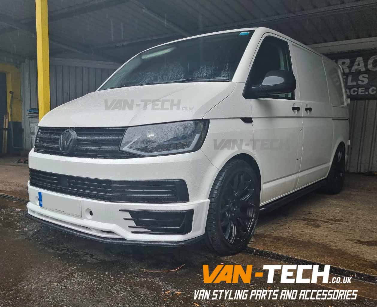 VW Transporter T6 Commercial Bumper Upgrades, Grille, Sportline Bumper, Splitter, Gloss Black Middle Bumper Inserts and Side bars!