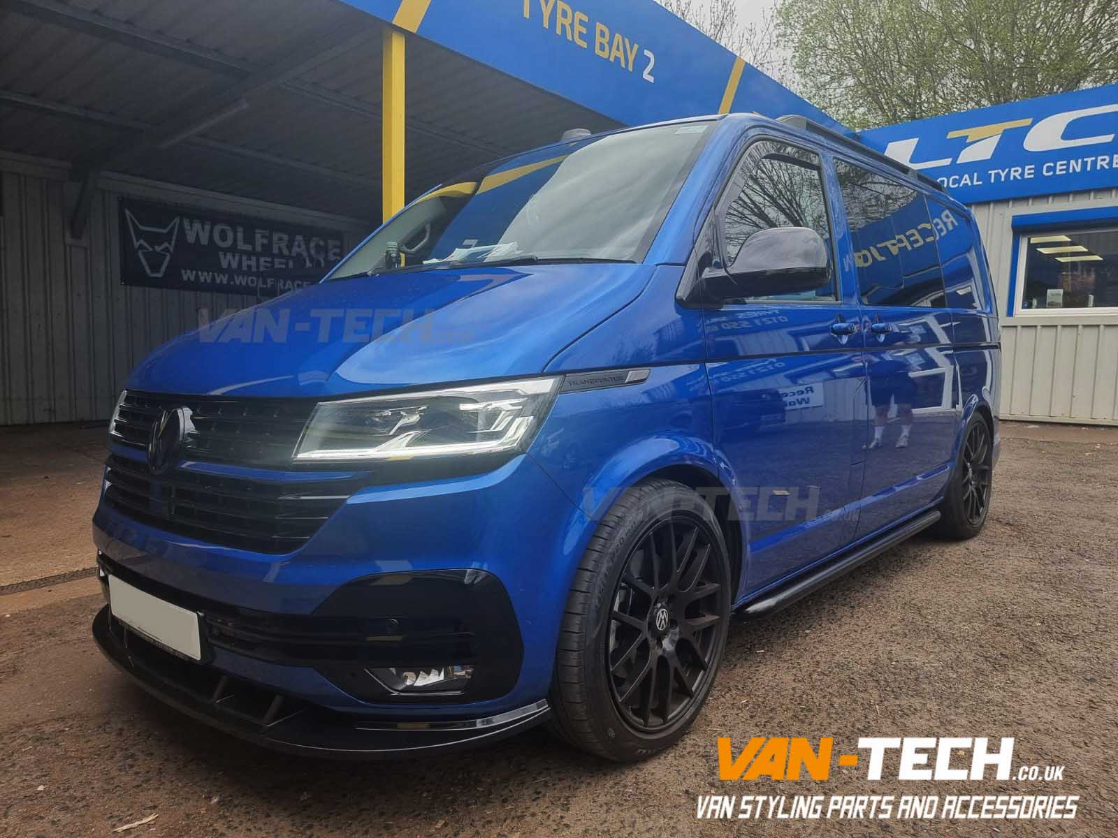 VW Transporter T6.1 Parts Black Side Bars, Aluminium Roof Rails, Gloss Black and Badged Grille