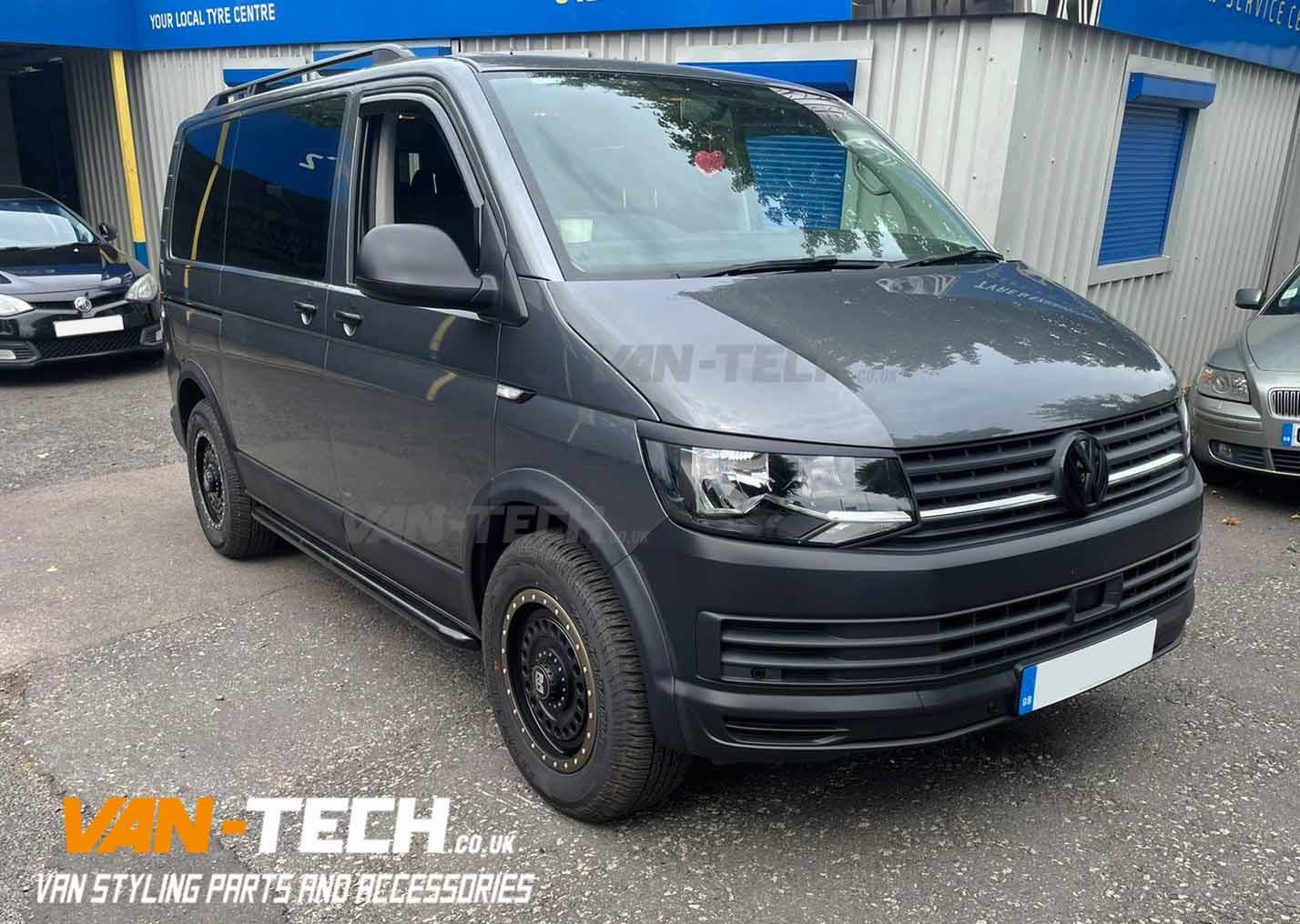 VW Transporter T6 Parts and Accessories Sportline Side Bars, Black Aluminium Roof Rails and Wheel Arch Trims