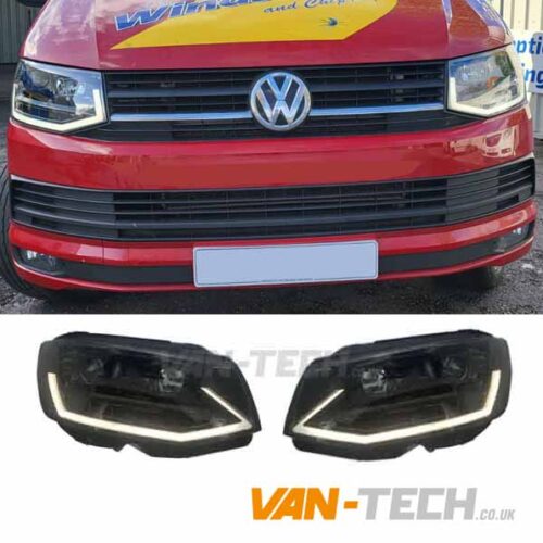 VW T6 LED Light Bar Headlights with Dynamic Indicators