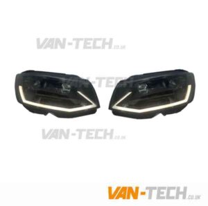 VW T6 LED Light Bar Headlights with Dynamic Indicators built in to the Lightbar DRL