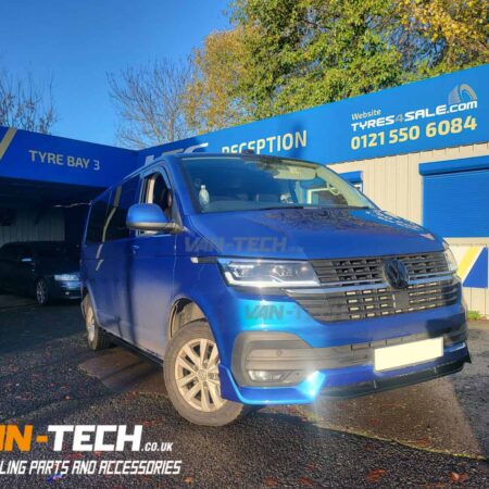 VW Transporter T6.1 Parts and Accessories Front V-Line Bumper Extension, Sportline Side Bars, Threshold Cover and Tailgate Spoiler