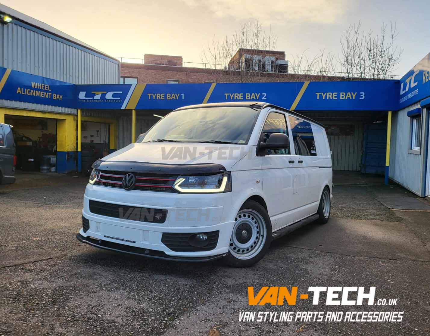 VW T5.1 Transporter Headlights with Dynamic Indicators, Sportline Bumper, Splitter and more