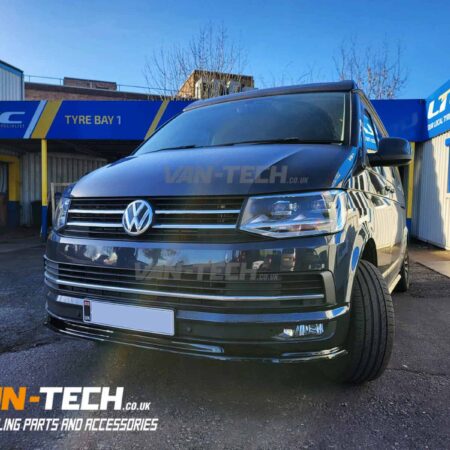 VW Transporter T6 Parts Angular Black LWB Side Bars and Front Lower Splitter for Standard Bumper