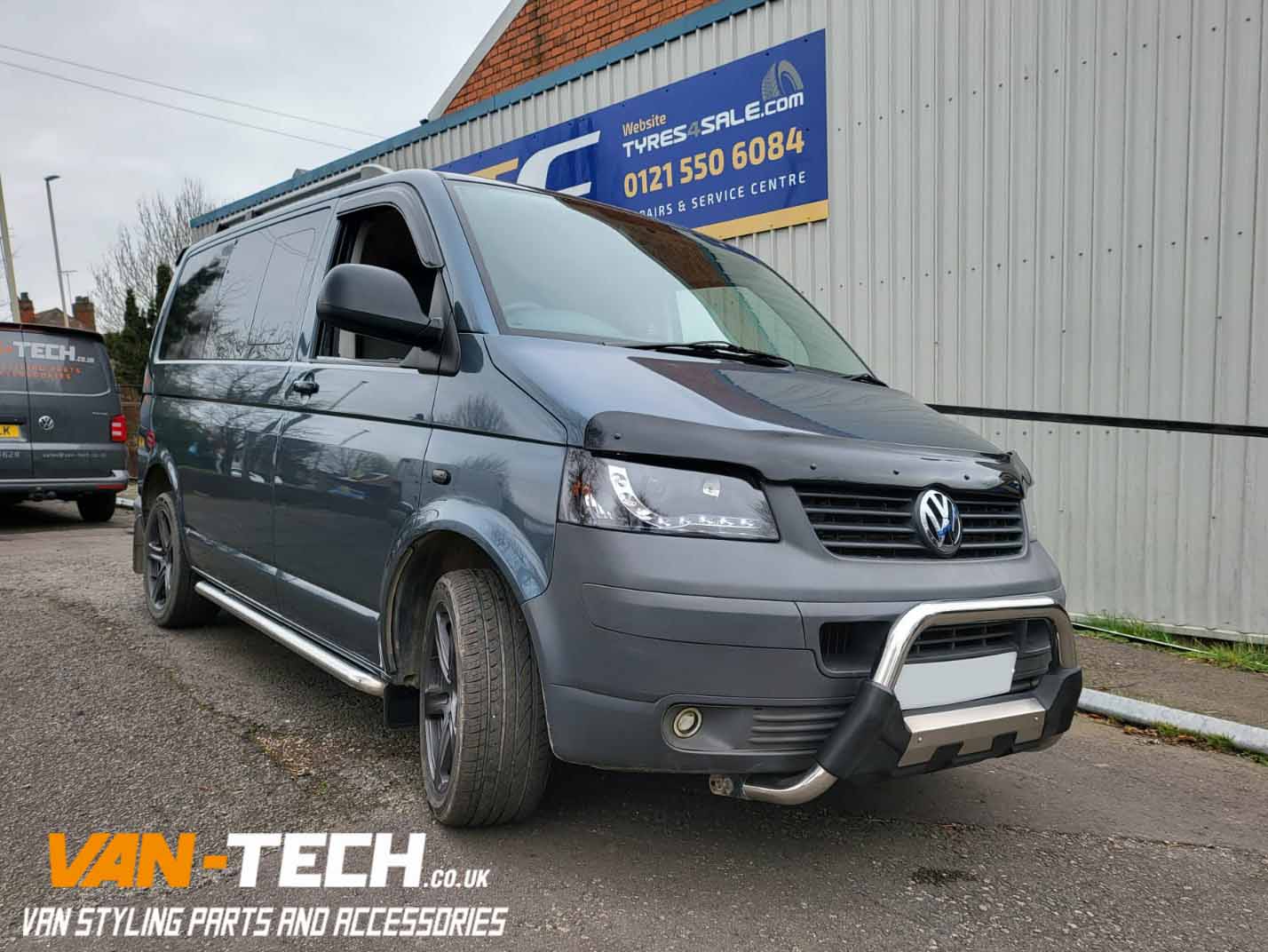 VW Transporter T5 Headlights Black DRL LED Audi Style