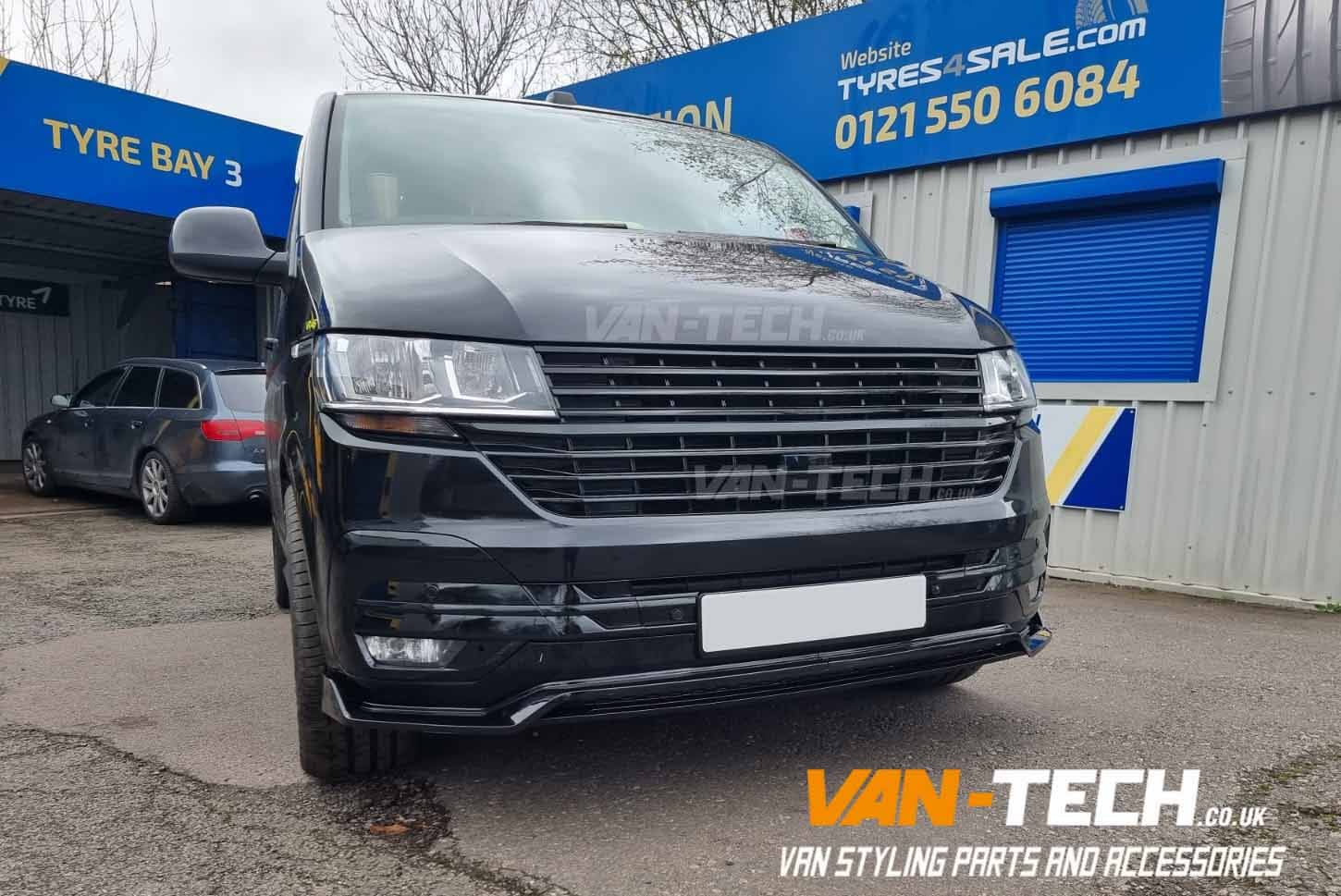 VW Transporter T6.1 Badgeless and Badged Front Grilles Gloss Black