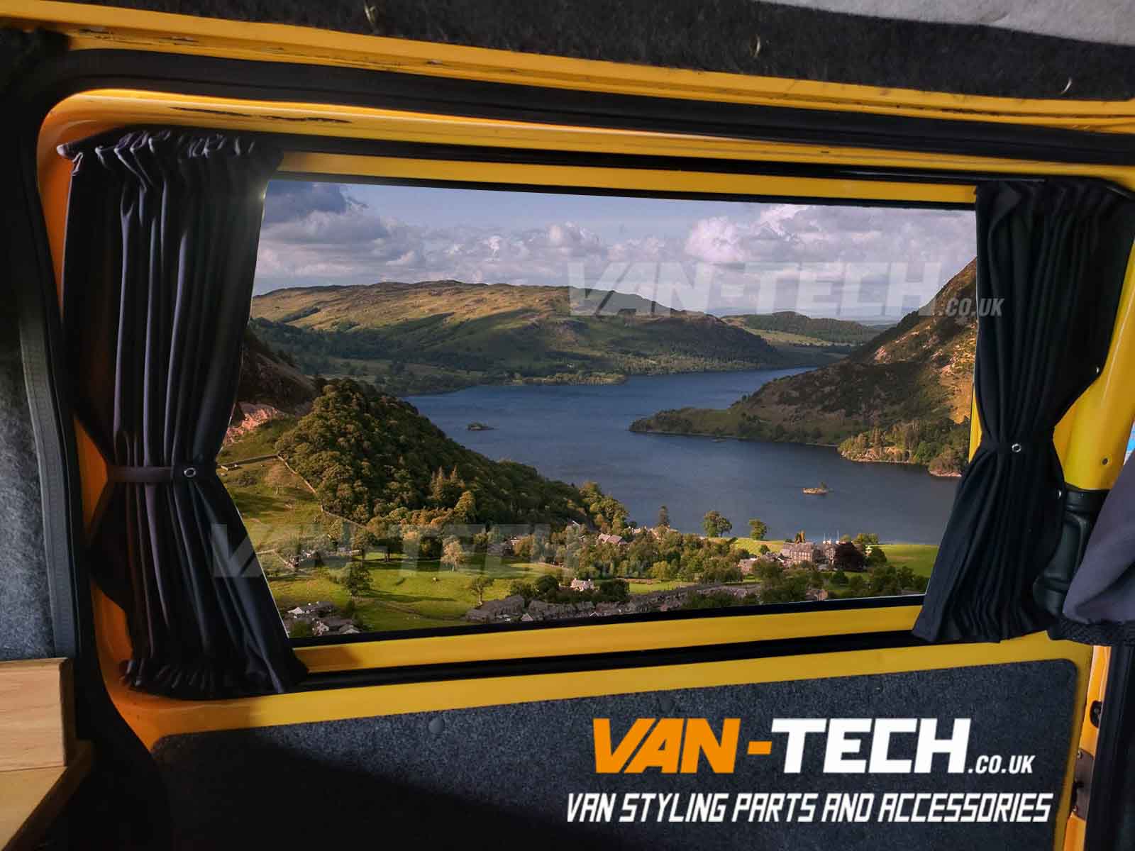 VW Transporter T4 T5 T5.1 T6 T6.1 Interior Blackout Curtains available at Van-Tech