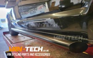 VW Transporter T5 T5.1 Slashed End Stainless Steel Black Side Bars