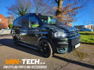 VW Transporter T5 T5.1 Slashed End Stainless Steel Black Side Bars