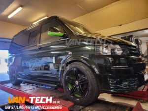 VW Transporter T5 T5.1 Slashed End Stainless Steel Black Side Bars