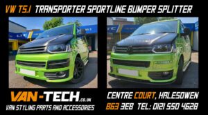 VW Transporter T5.1 Sportline Bumper, Lower Black Splitter and Daytime Running lights and Daytime Running Lights