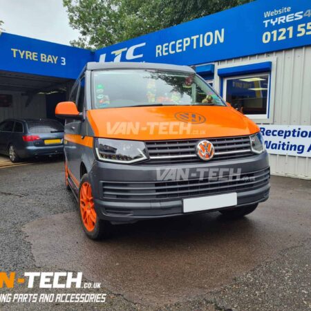 VW Transporter T6 Parts and Accessories Stainless Steel Slash Cut Side Bars and LED Light Bar Headlights with Dynamic Indicators