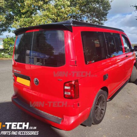 VW Transporter T6 Black Sportline Style Side Bars and Rear Barn Door Spoiler