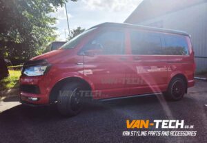 VW Transporter T6 Black Sportline Style Side Bars and Rear Barn Door Spoiler