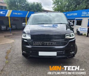 VW Transporter T6.1 parts and accessories - Badgeless Grille, Lower Bumper Inserts, Front Splitter, Tailgate Spoiler and Lightbar Headlights
