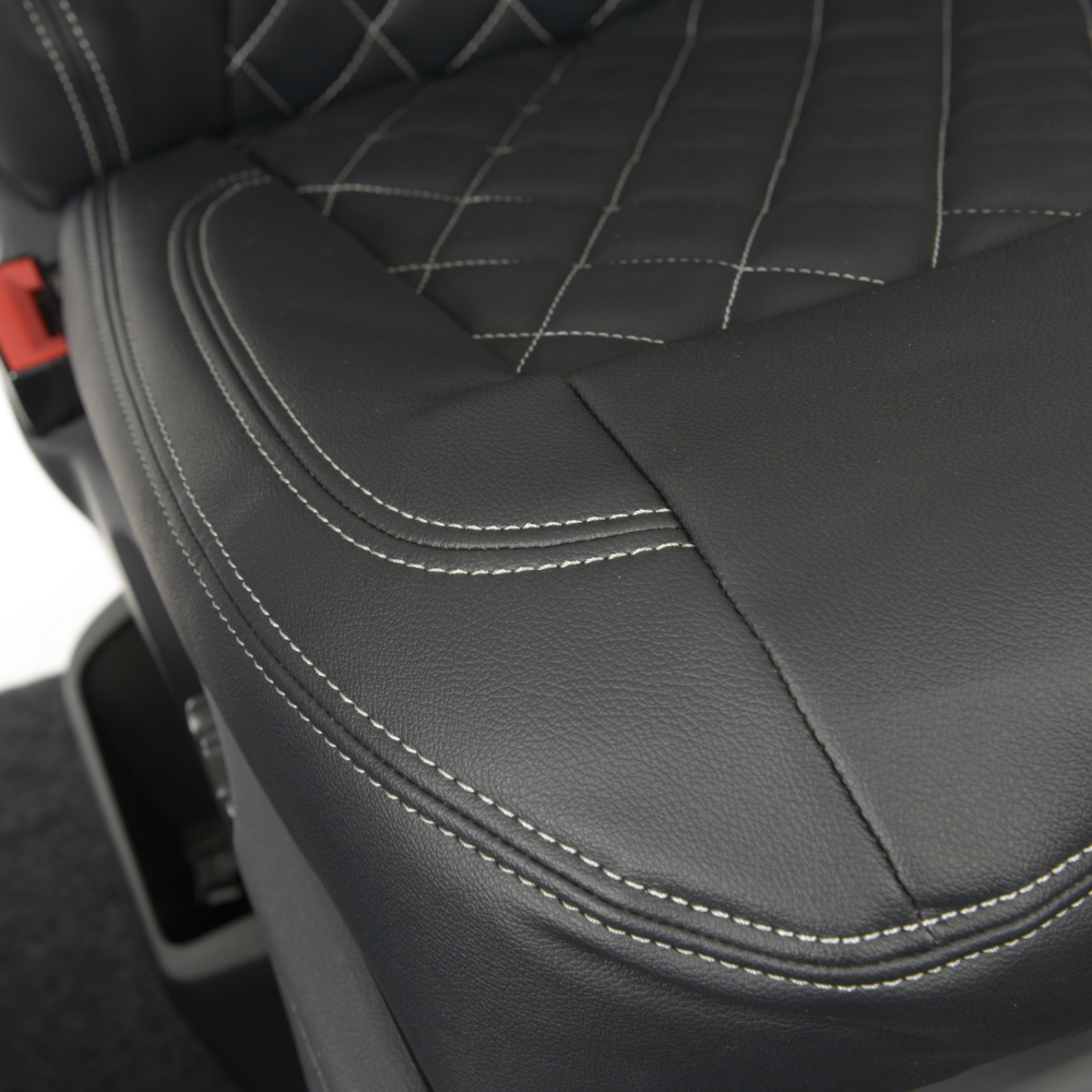 UK Custom Covers Leatherette Front Seat Covers For VW Transporter T6/T6.1 (2015+) - Kombi - Black - RHD