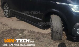 VW Transporter T6.1 Parts and Accessories - Black Aluminium Roof Rails, Black Side Bars and Front Lower Spoiler/ Splitter
