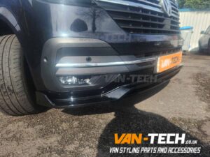 VW Transporter T6.1 Parts and Accessories - Black Aluminium Roof Rails, Black Side Bars and Front Lower Spoiler/ Splitter
