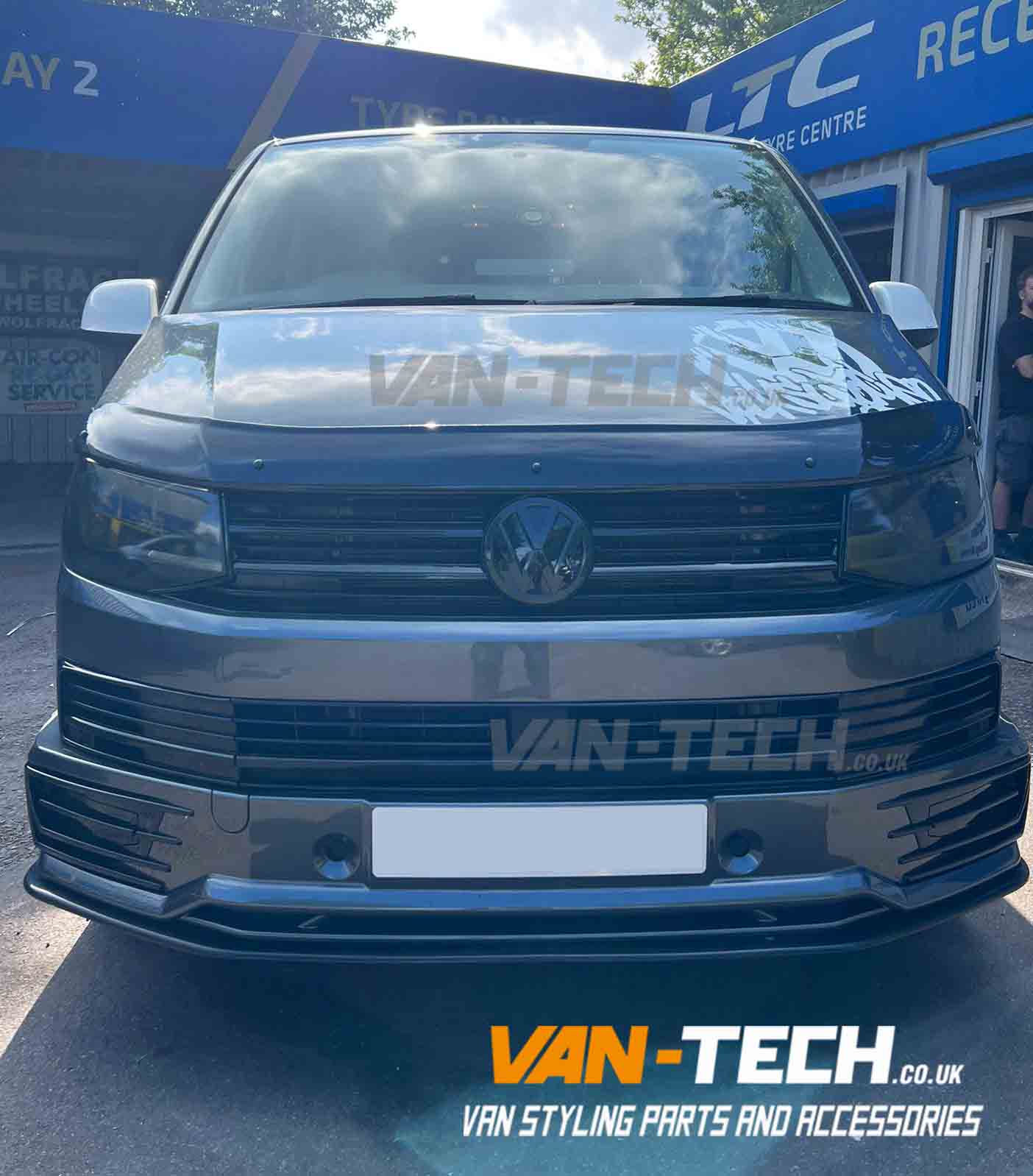 VW Transporter T6 Front End Upgrade - Bumper, Middle Inserts, Badged Grille, Sportline Bumper and Lower Splitter