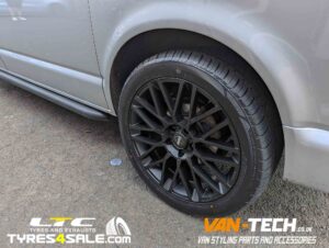 VW T6.1 Alloy Wheels Momo Revenge 20″ Matte Black and a set of 275/40R20 Ilink Izeal 106W XL Premium Economy tyres