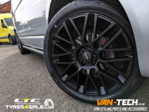 VW T6.1 Alloy Wheels Momo Revenge 20″ Matte Black and a set of 275/40R20 Ilink Izeal 106W XL Premium Economy tyres
