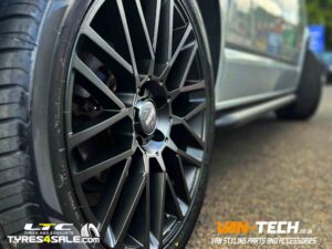 VW T6.1 Alloy Wheels Momo Revenge 20″ Matte Black and a set of 275/40R20 Ilink Izeal 106W XL Premium Economy tyres