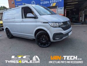 VW T6.1 Alloy Wheels Momo Revenge 20″ Matte Black and a set of 275/40R20 Ilink Izeal 106W XL Premium Economy tyres
