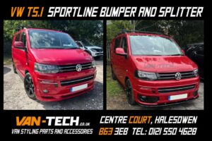 VW Transporter T5.1 parts and accessories Black Side Bars Sportline Bumper and Lower Splitter