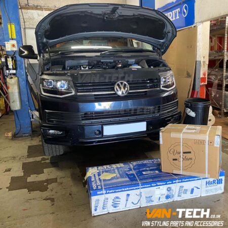 VW Transporter T6 H&R Anti Roll Bar kit, Van Slam Coil Over Kit and Drop Links supplied and fitted by Van-Tech