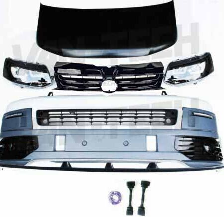 VW Transporter T5 to T5.1 Front End Conversion Styling Pack includes DRL's and Lower Splitter