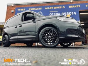 VW Caddy Alloy Wheels Fox Racing FX9 Gloss Black and a set of 235/45R18 MAXXIS AP3 98W XL All Season Tyres