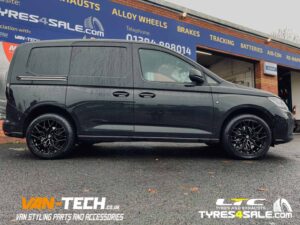 VW Caddy Alloy Wheels Fox Racing FX9 Gloss Black and a set of 235/45R18 MAXXIS AP3 98W XL All Season Tyres