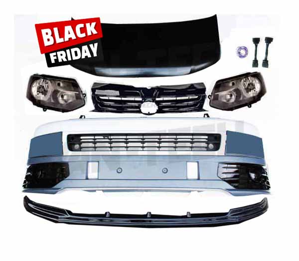 black friday sale van-tech BLACK FRIDAY SALE VW T5 to T5.1 Front End Conversion Basic kit with Headlights and Lower Splitter