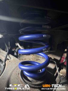 VW Transporter T6 Momo Revenge Alloy Wheels, H&R 40mm Lowering Springs and Rear Bumper Protector