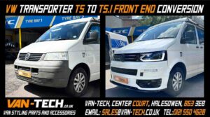 VW T5 to T5.1 Front End Conversion Kit includes DRL's Light Bar Lower Splitter