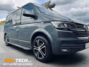 VW T6.1 Transporter Calibre Highway 18″ Alloy Wheels Black Polished and a set of Maxxis All Season Tyres