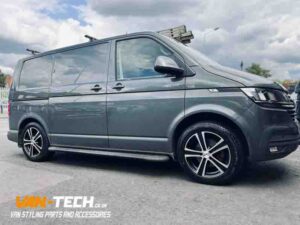 VW T6.1 Transporter Calibre Highway 18″ Alloy Wheels Black Polished and a set of Maxxis All Season Tyres