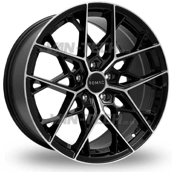 VW Caddy Romac Vortex Alloy Wheels Black and Polished VW Caddy Romac Vortex Alloy Wheels Black and Polished